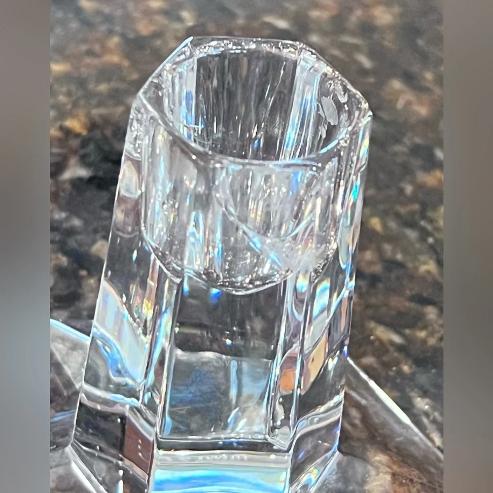 Vintage Tiffany & Co Frank Lloyd Wright Foundation 1986 Crystal Candlesticks